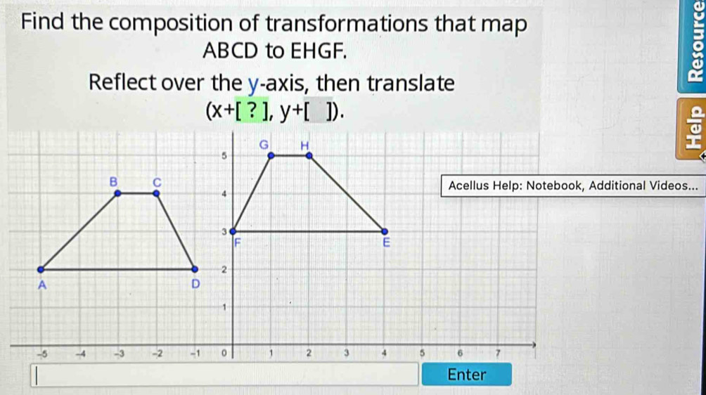 Solved: Find the composition of transformations that map ABCD to EHGF ...