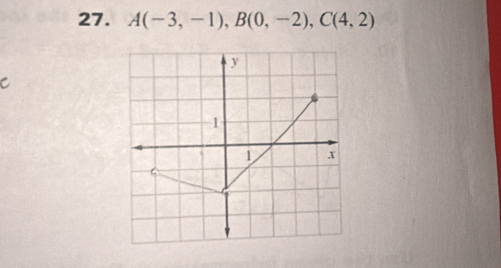 A(-3,-1), B(0,-2), C(4,2)
C