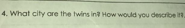 What city are the twins in? How would you describe it?.