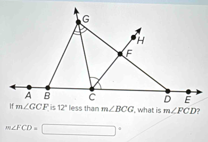 what is m∠ FCD ?
m∠ FCD=□°