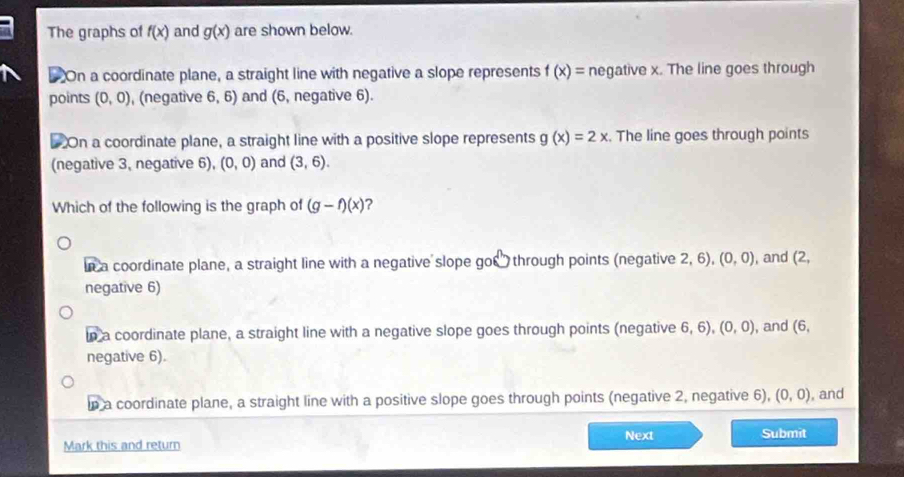 Solved: The graphs of f(x) and g(x) are shown below. On a coordinate ...