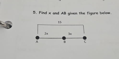 Find x and AB given the figure below.