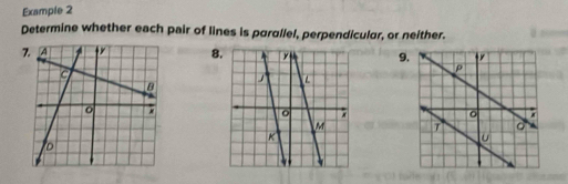 Example 2 
Determine whether each pair of lines is parallel, perpendicular, or neither.
7.89