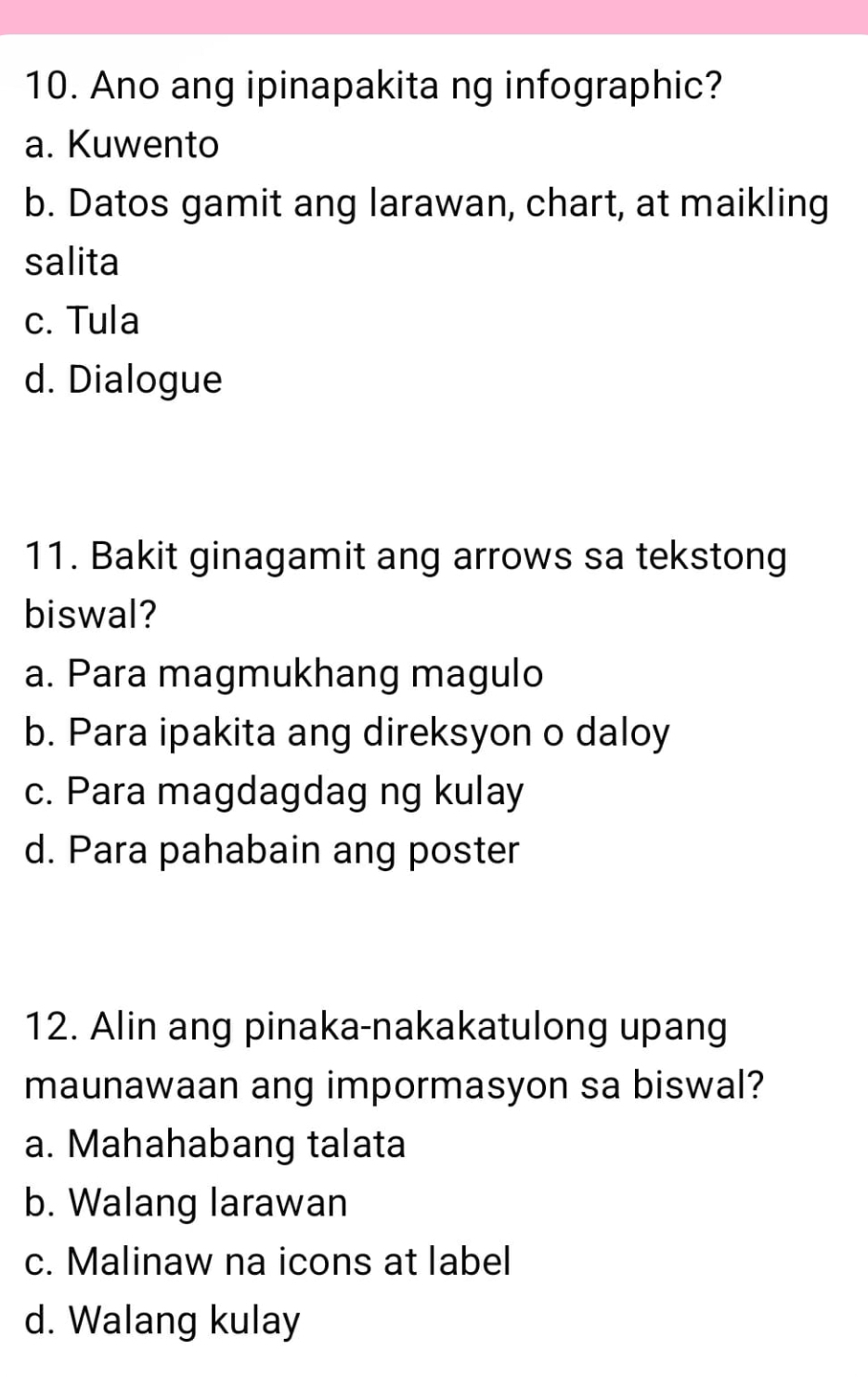 Solved: Ano ang ipinapakita ng infographic? a. Kuwento b. Datos gamit ...