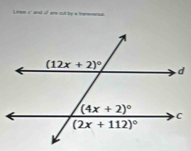 Lines c and of are cut by a transveral