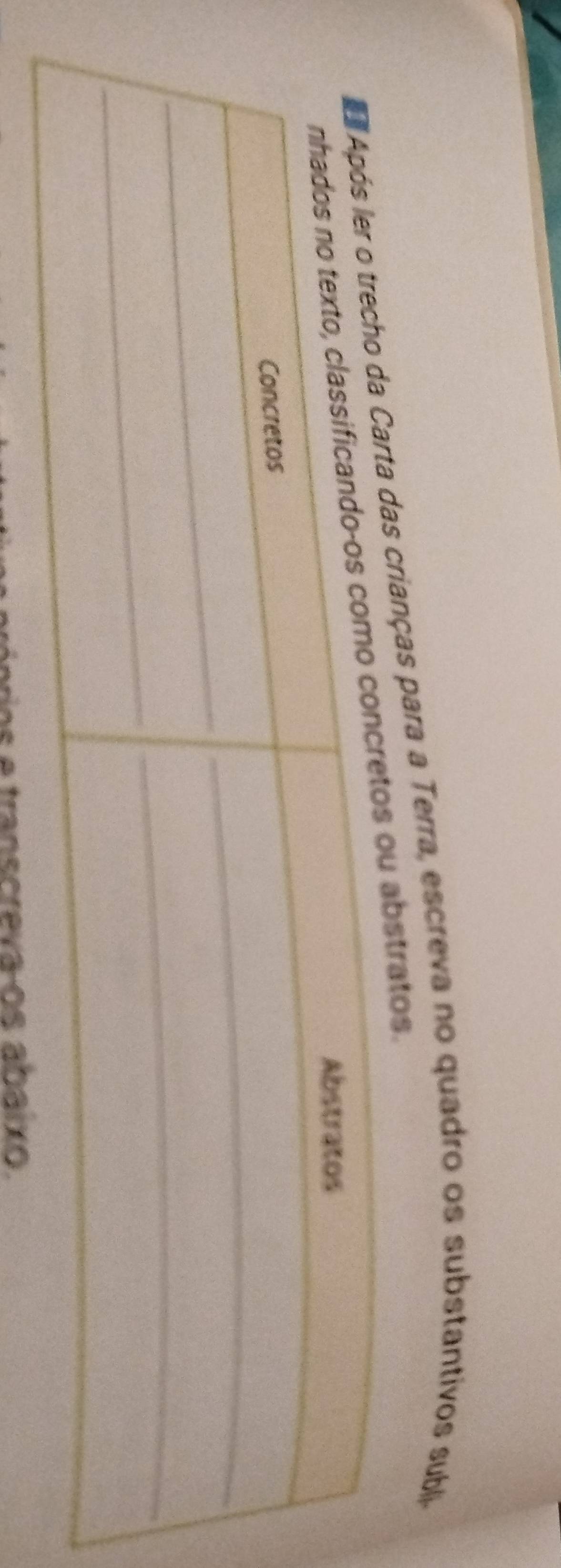 rianças para a Terra, escreva no quadro os substantivos subli 
tratos. 
prios e transcrevaços abaixo.