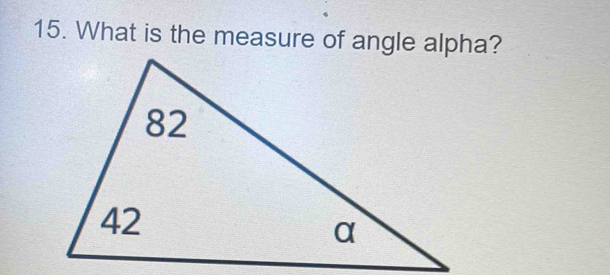 What is the measure of angle alpha?