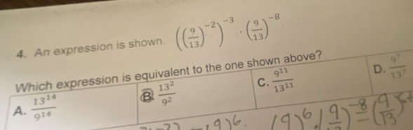 hown. (( 9/13 )^-2)^-3· ( 9/13 )^-8