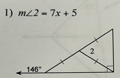 m∠ 2=7x+5