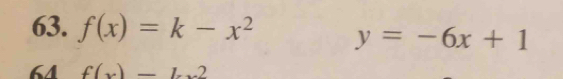 f(x)=k-x^2 y=-6x+1
61 f(x)=bx^2