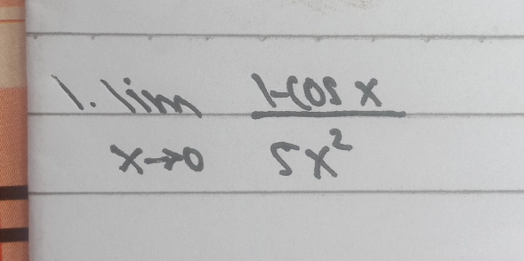 limlimits _xto 0 (1-cos x)/5x^2 