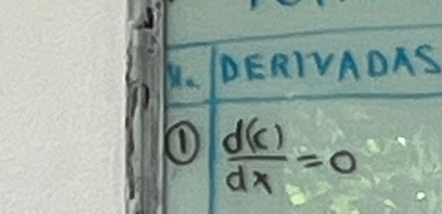 IDERIVADAS 
①  d(x)/dx =0