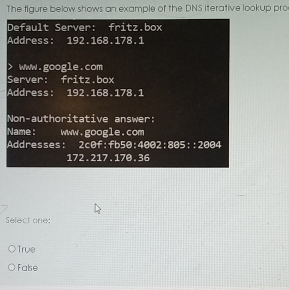 Solved: The figure below shows an example of the DNS iterative lookup ...