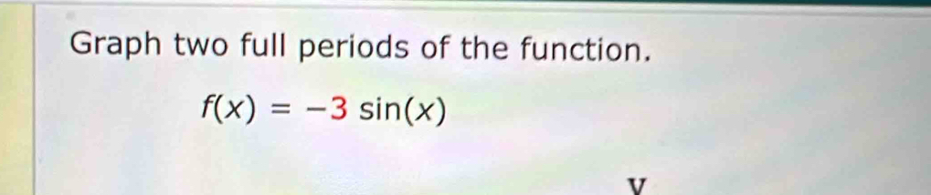 Graph two full periods of the function.
f(x)=-3sin (x)
v