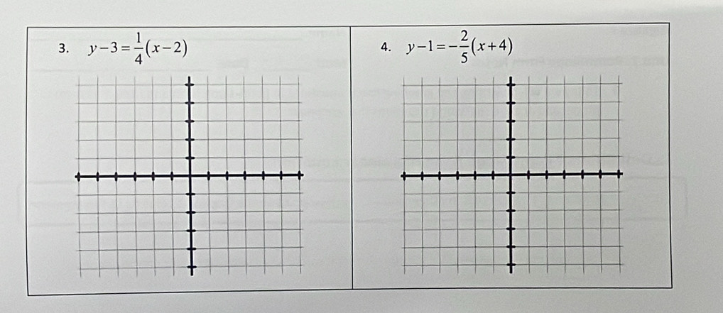 y-3= 1/4 (x-2) y-1=- 2/5 (x+4)
4.