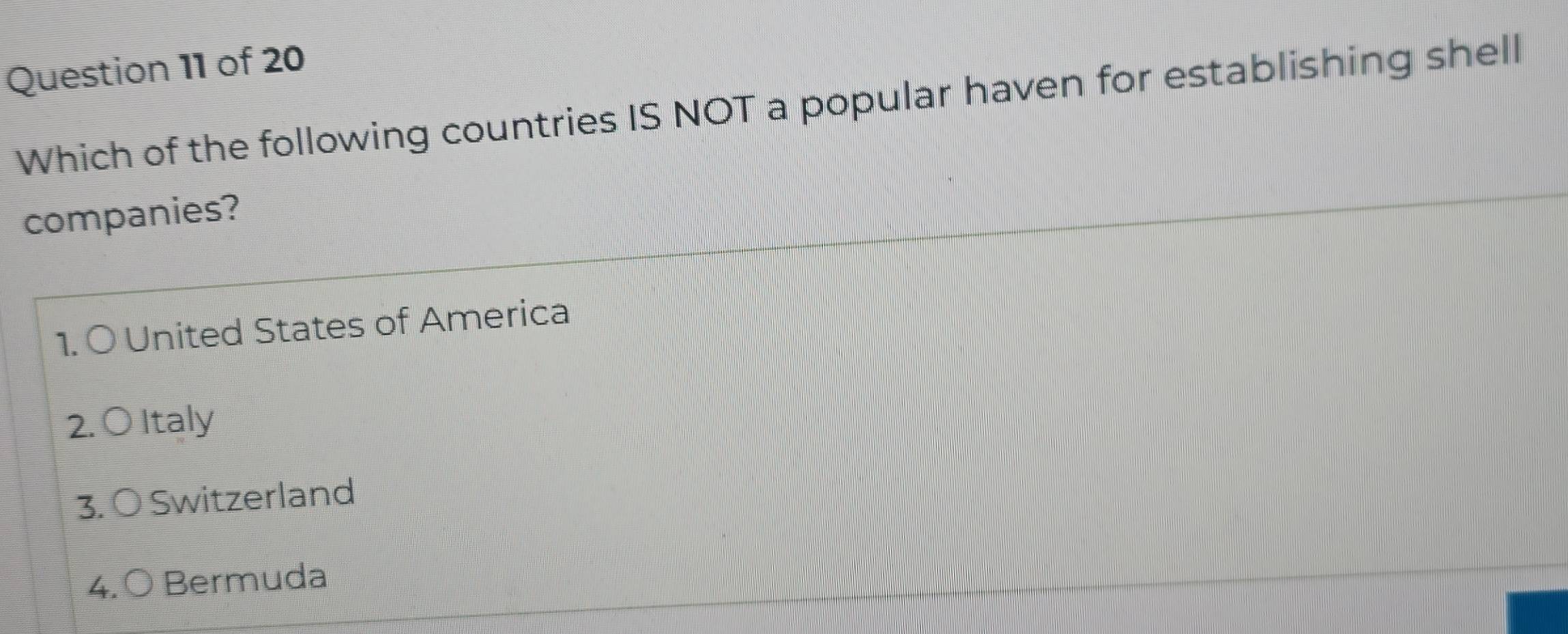 Solved: Which of the following countries IS NOT a popular haven for ...