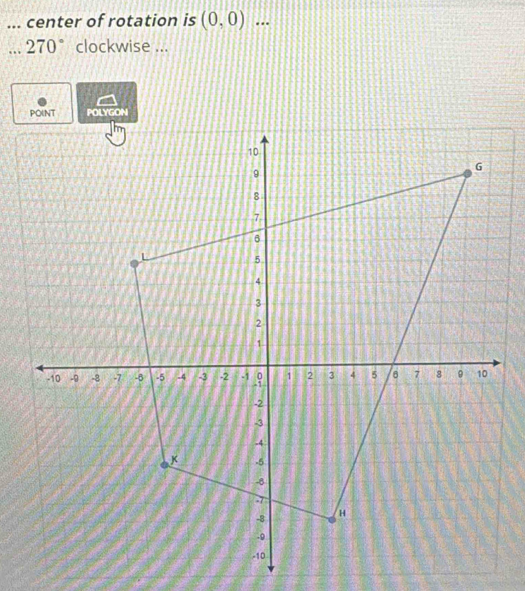 ... center of rotation is (0,0)...
270° clockwise ...