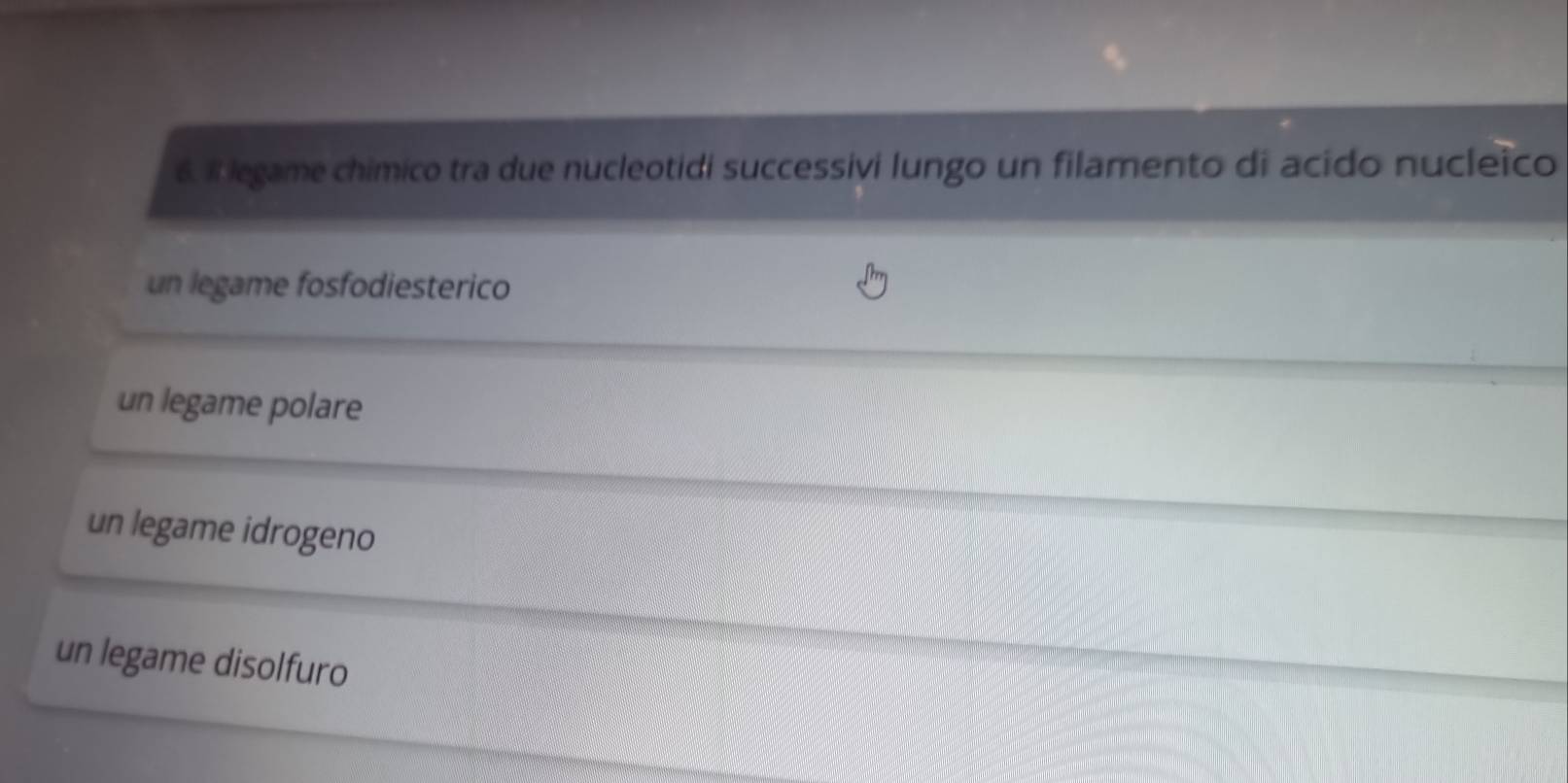 Risolto:legame chimico tra due nucleotidi successivi lungo un filamento ...
