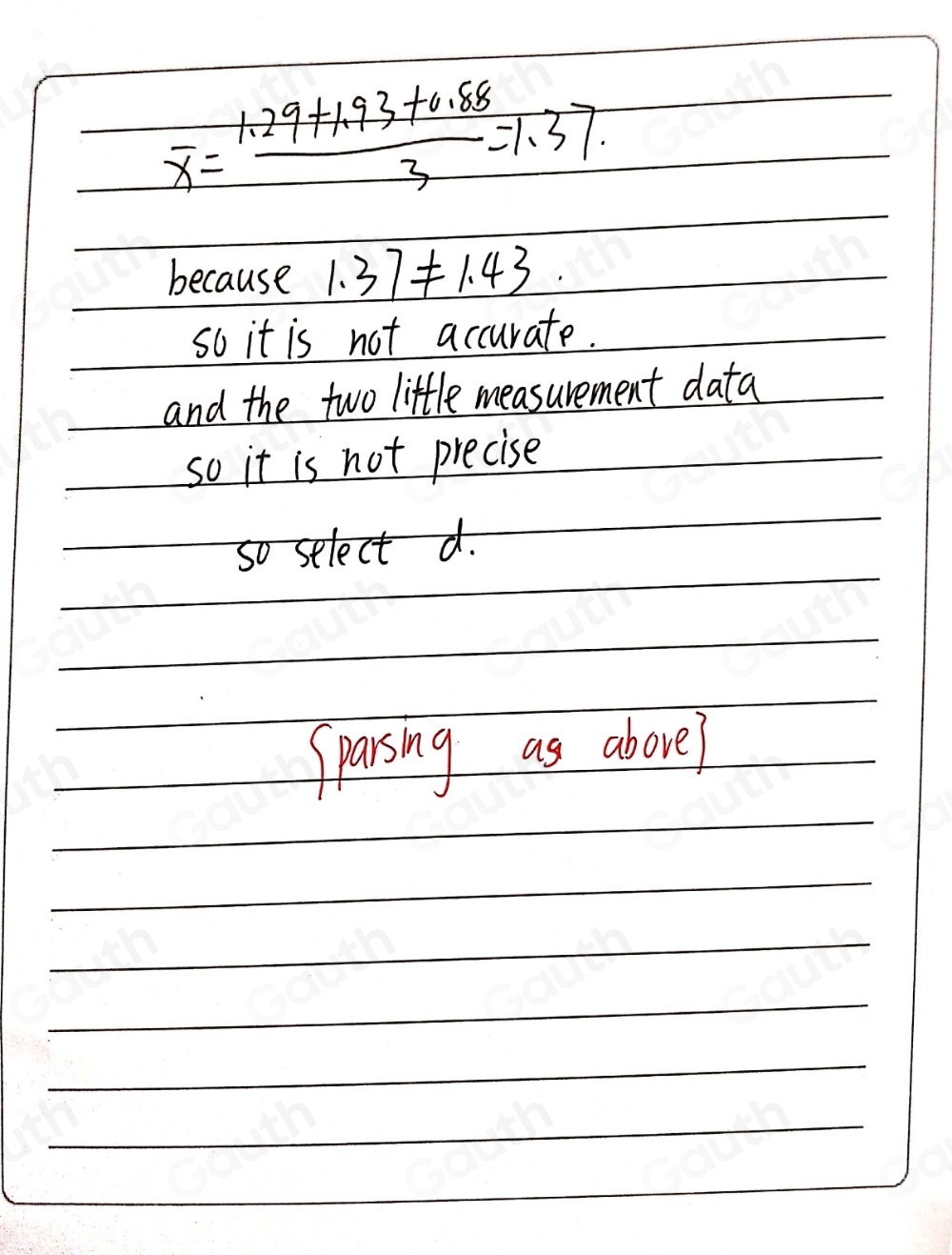 Solved: The accepted value is 1.43. Which correctly describes this ...