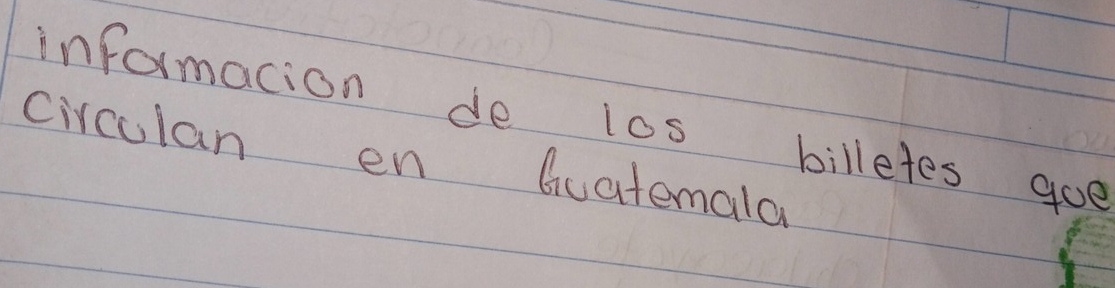 informacion de los billetes goe 
circulan en Guatemala