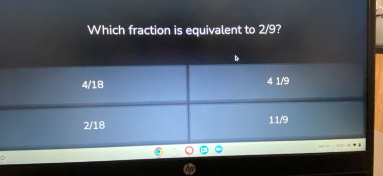 Which fraction is equivalent to 2/9?