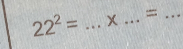 22^2= _ x _ =_ 