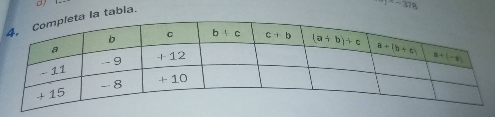 la tabla.
)=-378