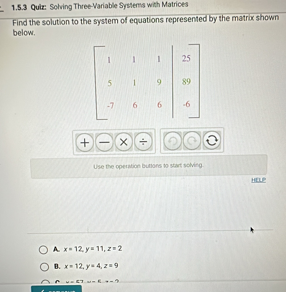 Solved: Solving Three-Variable Systems with Matrices Find the solution ...