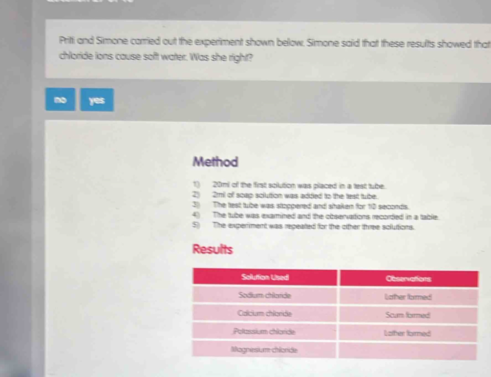 Solved: Priti and Simone carried out the experiment shown below. Simone ...