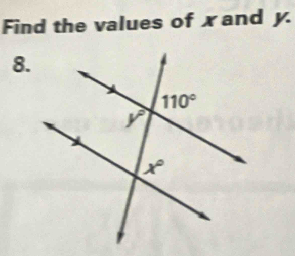 Find the values of xand y.
8.