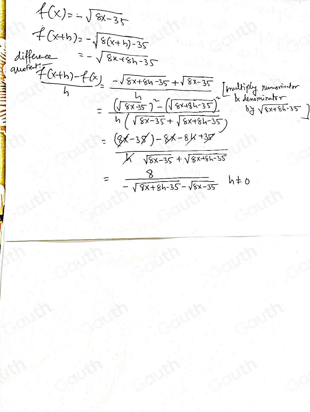Solved: Which expression represents the difference quotient of the ...
