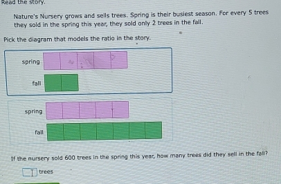 Solved: Read the story Nature's Nursery grows and sells trees. Spring ...