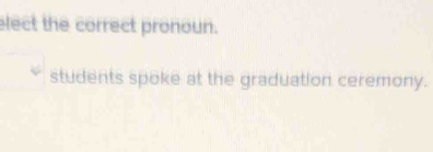 elect the correct pronoun. 
students spoke at the graduation ceremony.