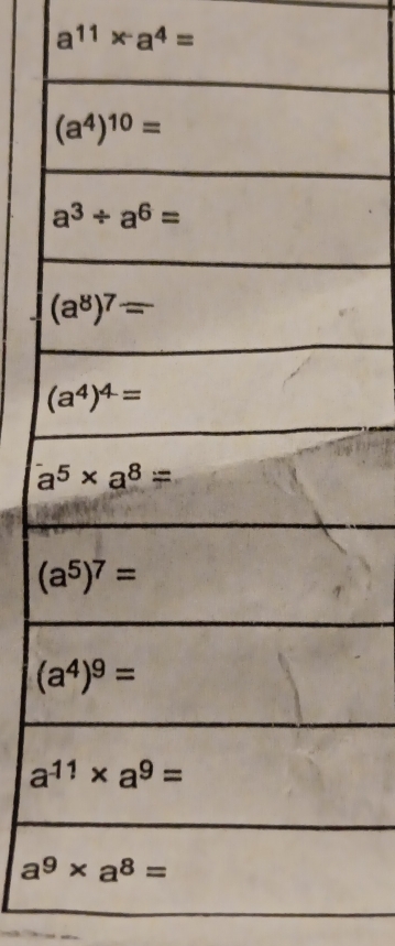 a^(11)* a^-a^4=