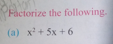 Factorize the following. 
(a) x^2+5x+6