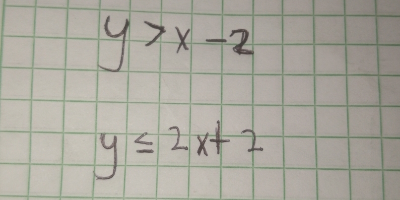 y>x-2
y≤ 2x+2