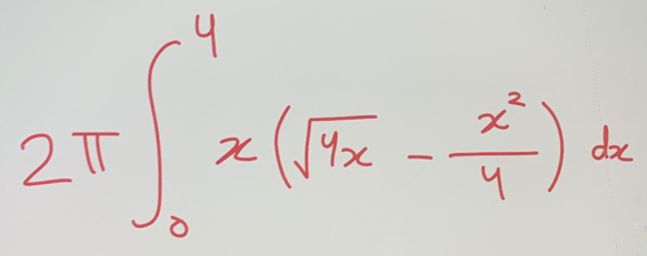 2π ∈t _0^(4x(sqrt(4x)-frac x^2)4)dx