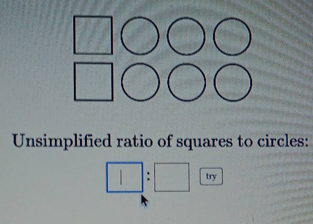 Unsimplified ratio of squares to circles:
□ :□ try