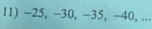 −25, -30, −35, -40, ...