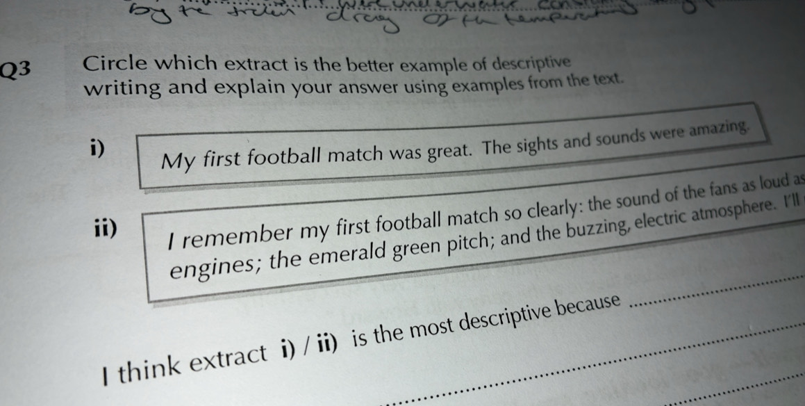Solved: Q^3 Circle which extract is the better example of descriptive ...