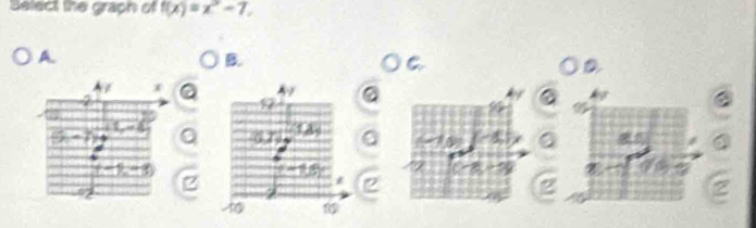 Belect the graph of f(x)=x^2-7, 
A. 
B