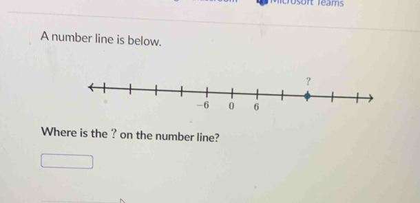 Microsort Teams 
A number line is below. 
Where is the ? on the number line?