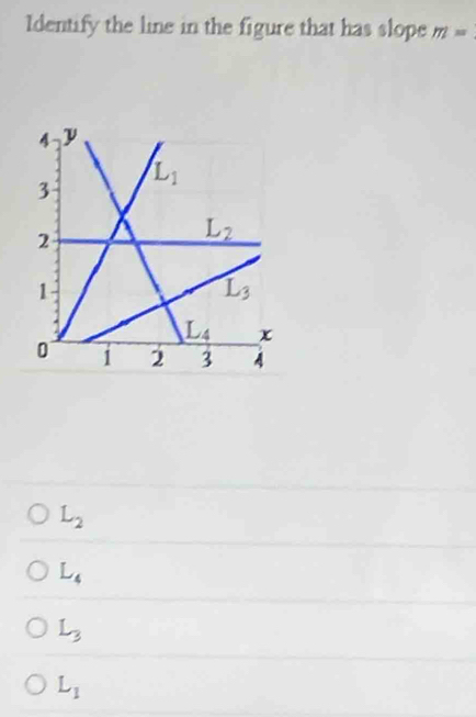 Identify the line in the figure that has slope m=
L_2
L_4
L_3
L_1