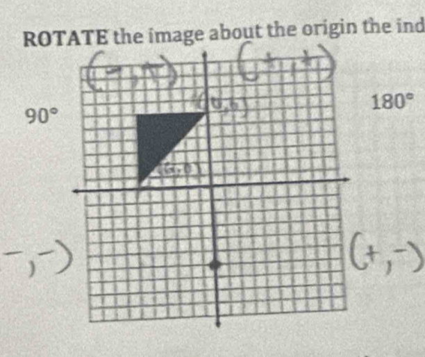 ROTATE the image about the origin the ind
180°
90°