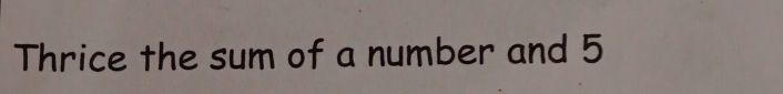 Thrice the sum of a number and 5