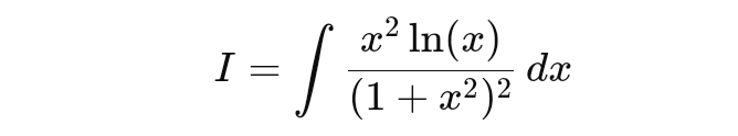 I=∈t frac x^2ln (x)(1+x^2)^2dx