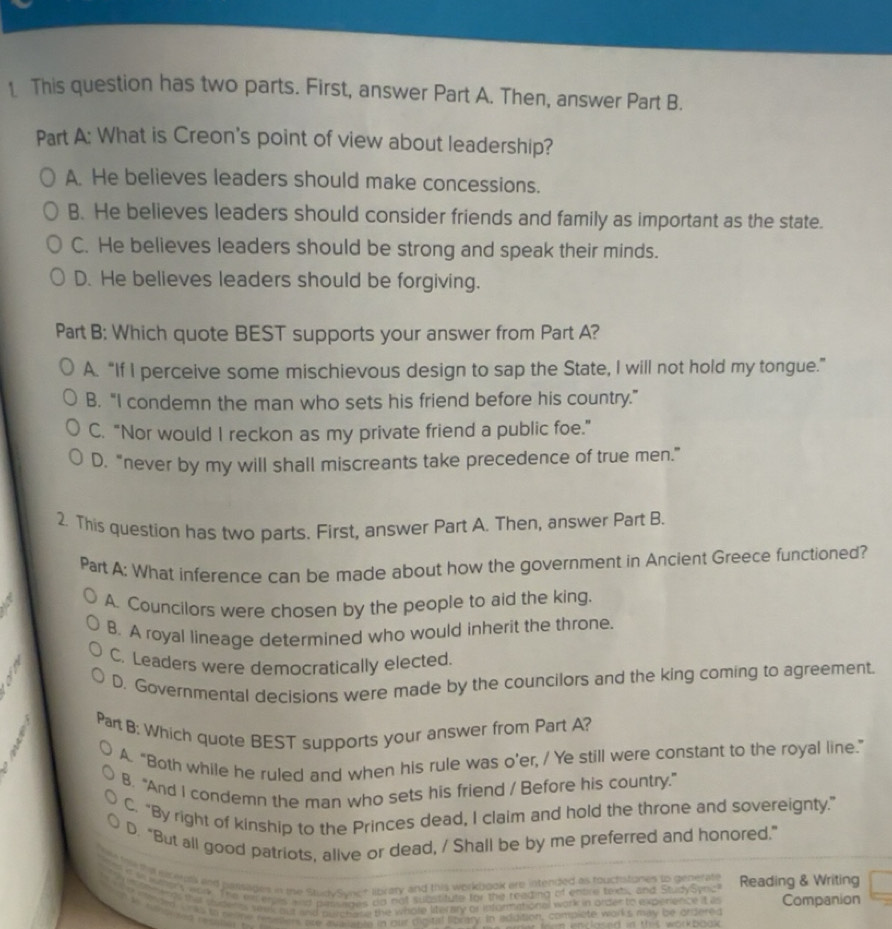 Solved: This question has two parts. First, answer Part A. Then, answer ...