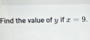 Find the value of y if x=9.