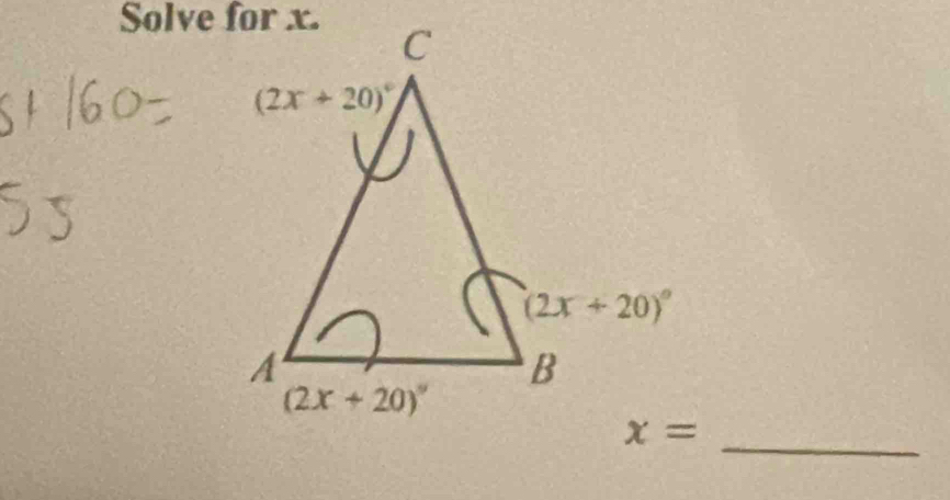 Solve for x.
_