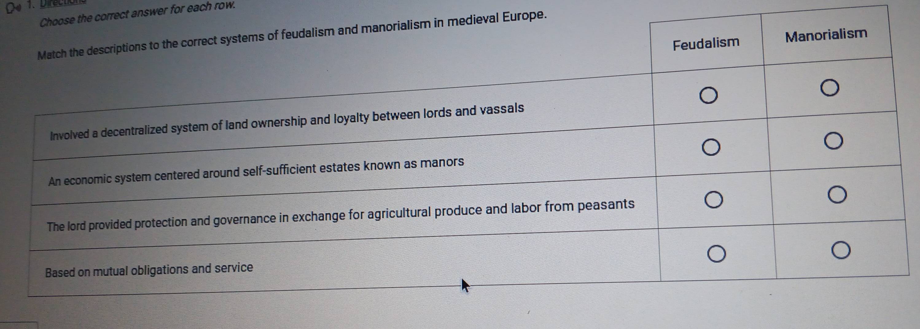 correct answer for each row. 
urope.